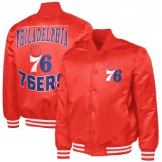 Philadelphia 76ers G-III Sports by Carl Banks Red Adaptive Bold Logo Satin Varsity Jacket
