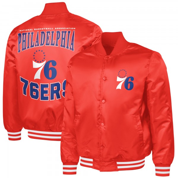 Philadelphia 76ers G-III Sports by Carl Banks Red Adaptive Bold Logo Satin Varsity Jacket