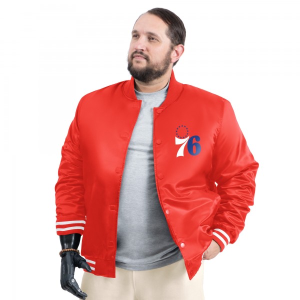 Philadelphia 76ers G-III Sports by Carl Banks Red Adaptive Bold Logo Satin Varsity Jacket
