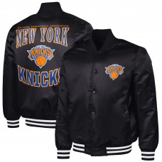 New York Knicks G-III Sports by Carl Banks Black Adaptive Bold Logo Satin Varsity Jacket