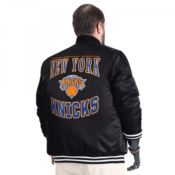New York Knicks G-III Sports by Carl Banks Black Adaptive Bold Logo Satin Varsity Jacket