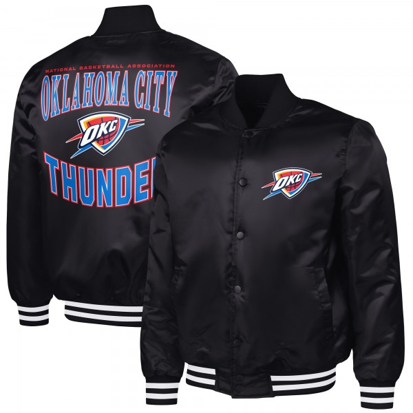 Куртка Oklahoma City Thunder G-III Sports by Carl Banks Black Adaptive Bold Logo Satin Varsity