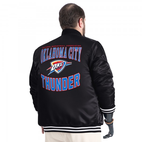 Куртка Oklahoma City Thunder G-III Sports by Carl Banks Black Adaptive Bold Logo Satin Varsity