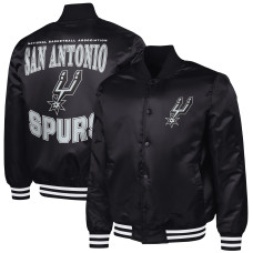Куртка San Antonio Spurs G-III Sports by Carl Banks Black Adaptive Bold Logo Satin Varsity
