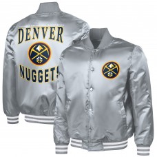 Denver Nuggets G-III Sports by Carl Banks Gray Adaptive Bold Logo Satin Varsity Jacket
