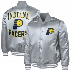 Indiana Pacers G-III Sports by Carl Banks Gray Adaptive Bold Logo Satin Varsity Jacket