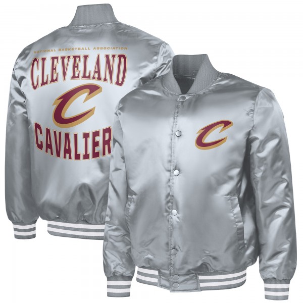 Cleveland Cavaliers G-III Sports by Carl Banks Gray Adaptive Bold Logo Satin Varsity Jacket