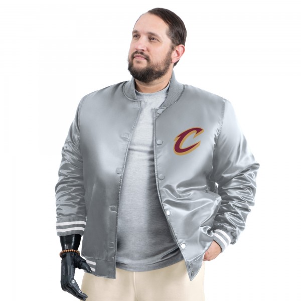 Cleveland Cavaliers G-III Sports by Carl Banks Gray Adaptive Bold Logo Satin Varsity Jacket