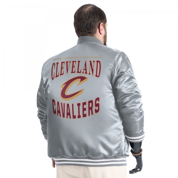 Cleveland Cavaliers G-III Sports by Carl Banks Gray Adaptive Bold Logo Satin Varsity Jacket