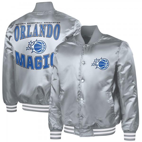 Куртка Orlando Magic G-III Sports by Carl Banks Gray Adaptive Bold Logo Satin Varsity