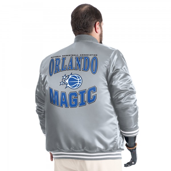 Куртка Orlando Magic G-III Sports by Carl Banks Gray Adaptive Bold Logo Satin Varsity
