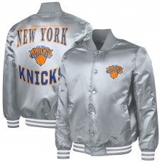 New York Knicks G-III Sports by Carl Banks Gray Adaptive Bold Logo Satin Varsity Jacket