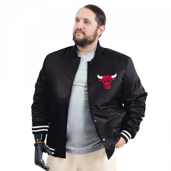 Chicago Bulls G-III Sports by Carl Banks Black Adaptive Bold Logo Satin Varsity Jacket