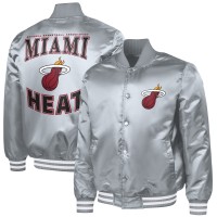 Miami Heat G-III Sports by Carl Banks Gray Adaptive Bold Logo Satin Varsity Jacket
