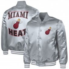 Miami Heat G-III Sports by Carl Banks Gray Adaptive Bold Logo Satin Varsity Jacket