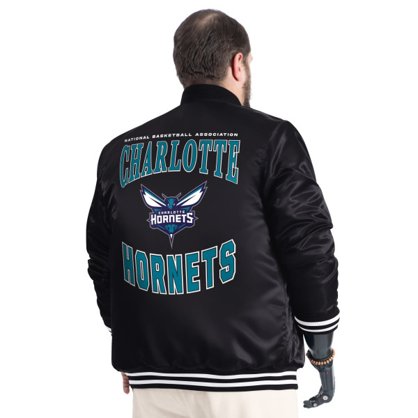 Куртка Charlotte Hornets G-III Sports by Carl Banks Black Adaptive Bold Logo Satin Varsity