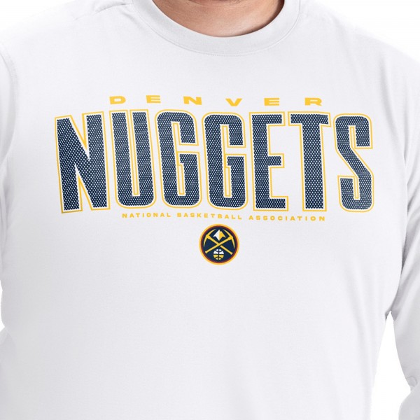 Denver Nuggets G-III Sports by Carl Banks White Adaptive Printed Mesh Effect Long Sleeve T-Shirt