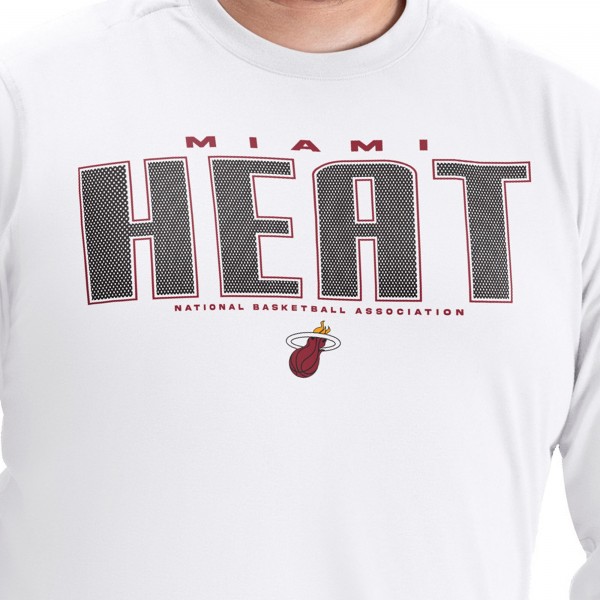 Miami Heat G-III Sports by Carl Banks White Adaptive Printed Mesh Effect Long Sleeve T-Shirt