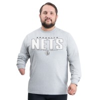 Brooklyn Nets G-III Sports by Carl Banks Gray Adaptive Printed Mesh Effect Long Sleeve T-Shirt