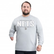 Brooklyn Nets G-III Sports by Carl Banks Gray Adaptive Printed Mesh Effect Long Sleeve T-Shirt