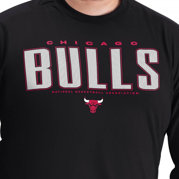 Футболка с длинным рукавом Chicago Bulls G-III Sports by Carl Banks Black Adaptive Printed Mesh Effect