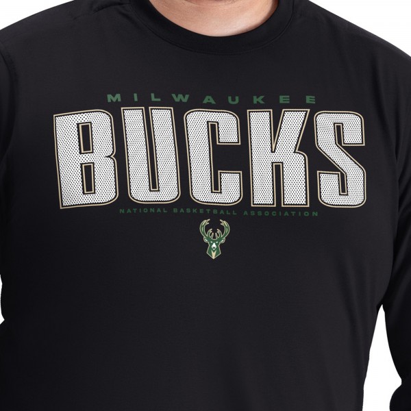 Milwaukee Bucks G-III Sports by Carl Banks Black Adaptive Printed Mesh Effect Long Sleeve T-Shirt