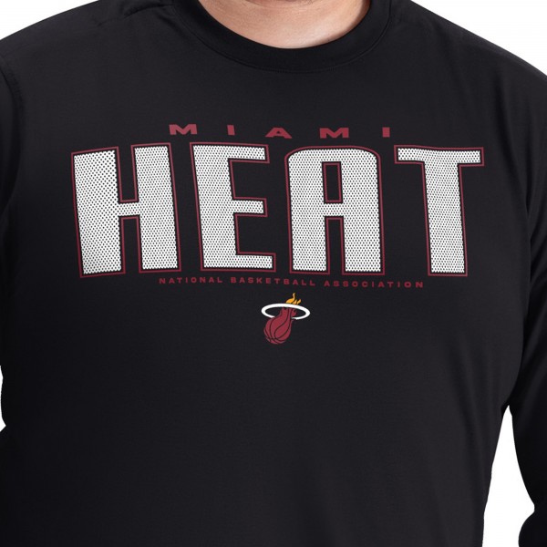 Miami Heat G-III Sports by Carl Banks Black Adaptive Printed Mesh Effect Long Sleeve T-Shirt