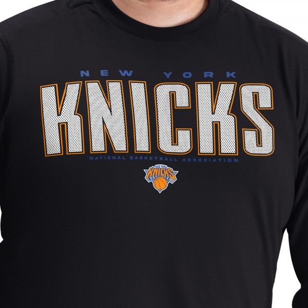 New York Knicks G-III Sports by Carl Banks Black Adaptive Printed Mesh Effect Long Sleeve T-Shirt