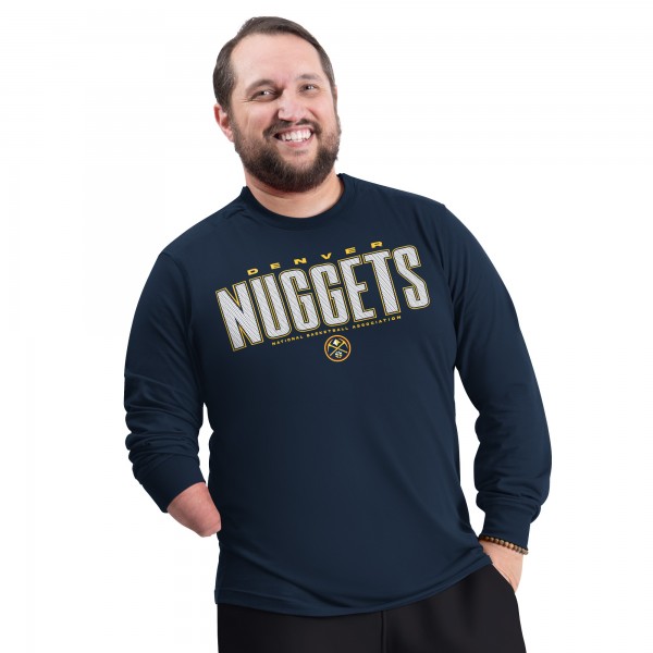 Denver Nuggets G-III Sports by Carl Banks Navy Adaptive Printed Mesh Effect Long Sleeve T-Shirt