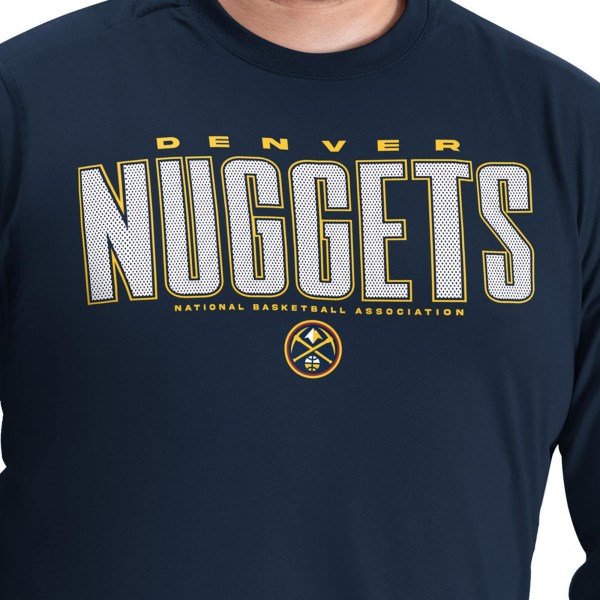 Denver Nuggets G-III Sports by Carl Banks Navy Adaptive Printed Mesh Effect Long Sleeve T-Shirt