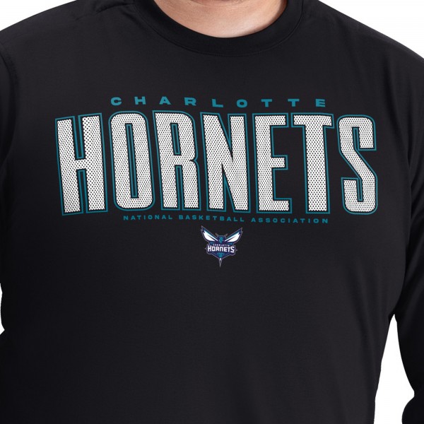 Charlotte Hornets G-III Sports by Carl Banks Black Adaptive Printed Mesh Effect Long Sleeve T-Shirt