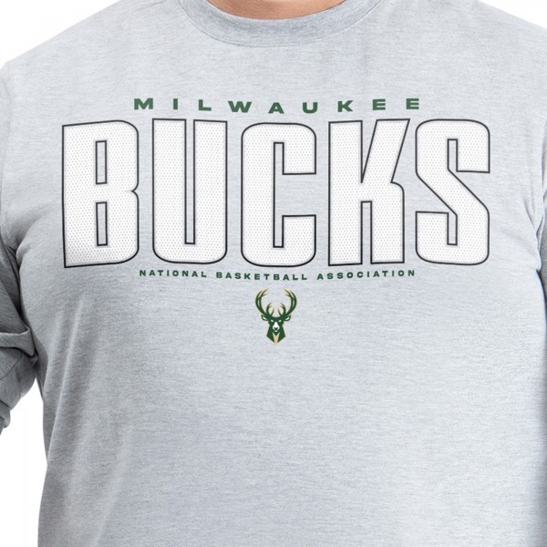Milwaukee Bucks G-III Sports by Carl Banks Gray Adaptive Printed Mesh Effect Long Sleeve T-Shirt
