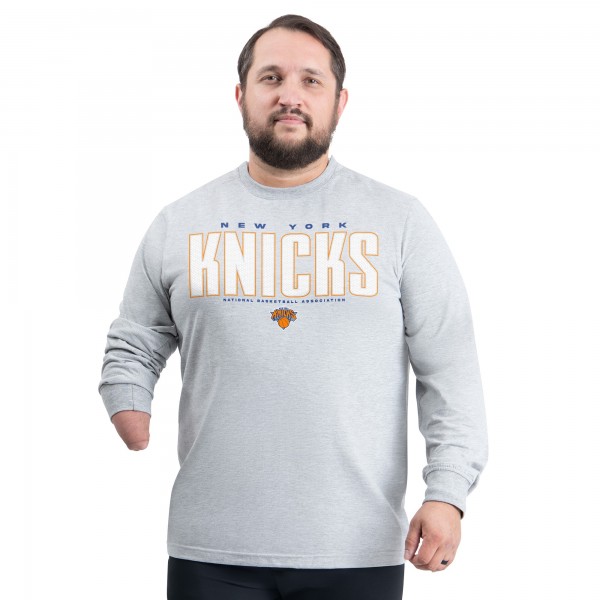 New York Knicks G-III Sports by Carl Banks Gray Adaptive Printed Mesh Effect Long Sleeve T-Shirt