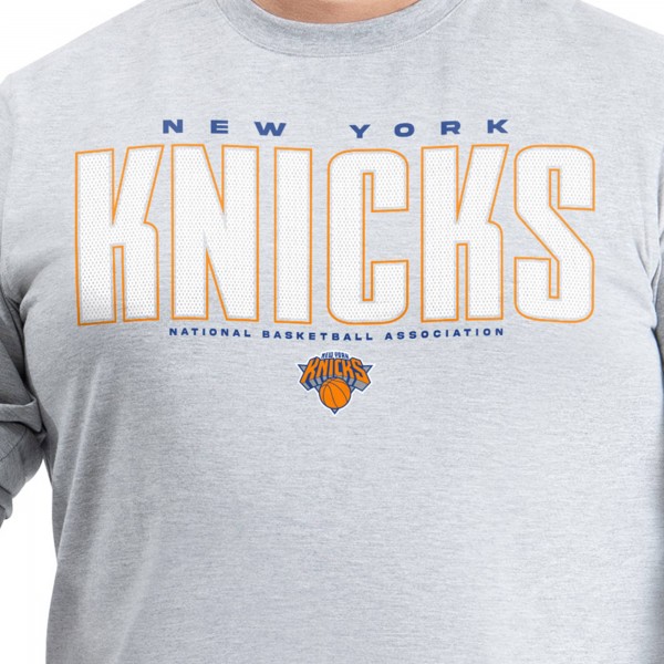 New York Knicks G-III Sports by Carl Banks Gray Adaptive Printed Mesh Effect Long Sleeve T-Shirt