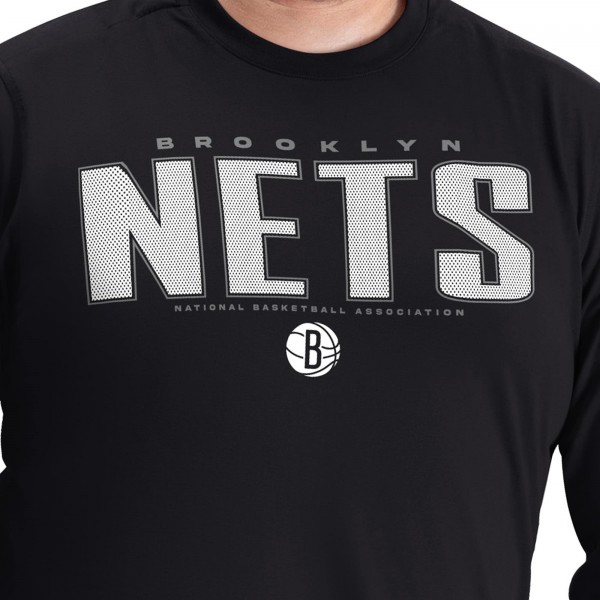 Brooklyn Nets G-III Sports by Carl Banks Black Adaptive Printed Mesh Effect Long Sleeve T-Shirt