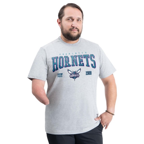 Charlotte Hornets G-III Sports by Carl Banks Gray Adaptive Classic Team Spirit Short Sleeve T-Shirt