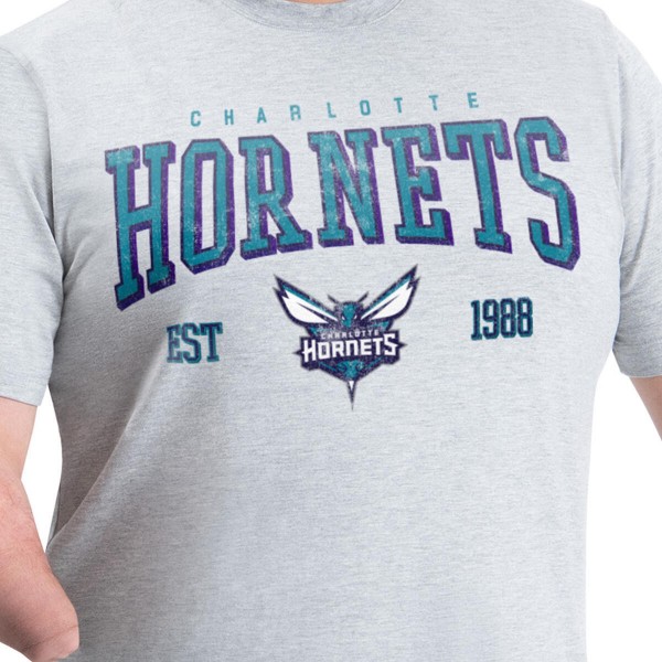 Charlotte Hornets G-III Sports by Carl Banks Gray Adaptive Classic Team Spirit Short Sleeve T-Shirt