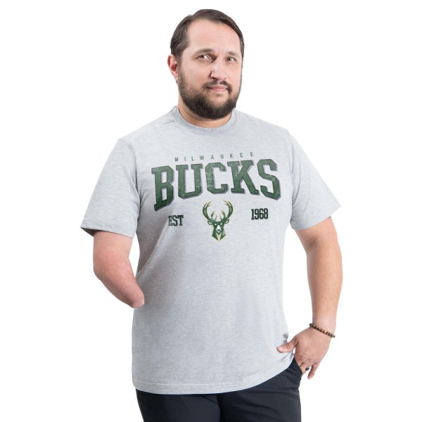 Milwaukee Bucks G-III Sports by Carl Banks Gray Adaptive Classic Team Spirit Short Sleeve T-Shirt