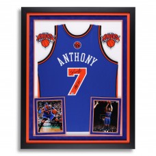 Carmelo Anthony New York Knicks Autographed Fanatics Authentic Deluxe Framed Blue Mitchell & Ness 2010-11 Swingman Jersey with HOF 25 Inscription
