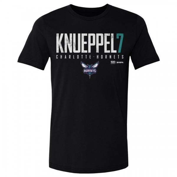 Charlotte Hornets Kon Knueppel 500 Level Black Elite T-Shirt