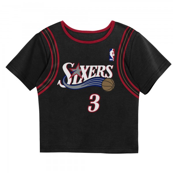 Toddler Philadelphia 76ers Allen Iverson Mitchell & Ness Black 2-Piece Play by Place T-Shirt & Shorts Set