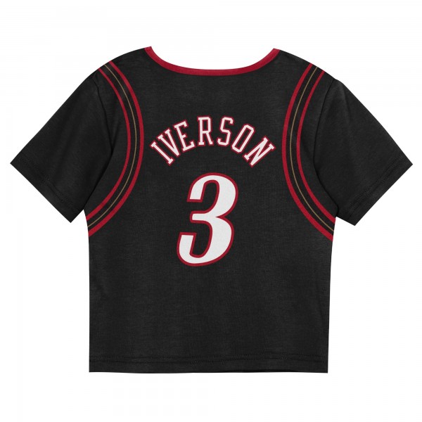 Toddler Philadelphia 76ers Allen Iverson Mitchell & Ness Black 2-Piece Play by Place T-Shirt & Shorts Set
