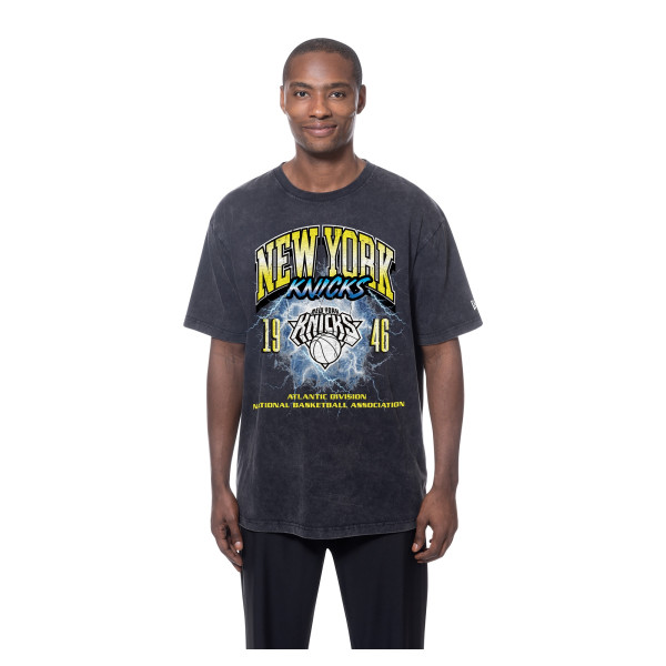 Футболка New York Knicks New Era Black Lifestyle Capsule Lightning Round Mineral Wash