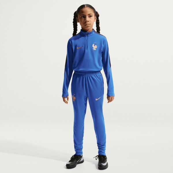 Подростковая France National Team Nike 2026 Strike Dri-FIT Long Sleeve Quarter-Zip Drill Top - Blue