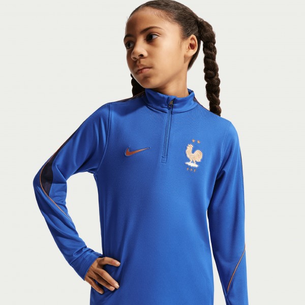 Подростковая France National Team Nike 2026 Strike Dri-FIT Long Sleeve Quarter-Zip Drill Top - Blue