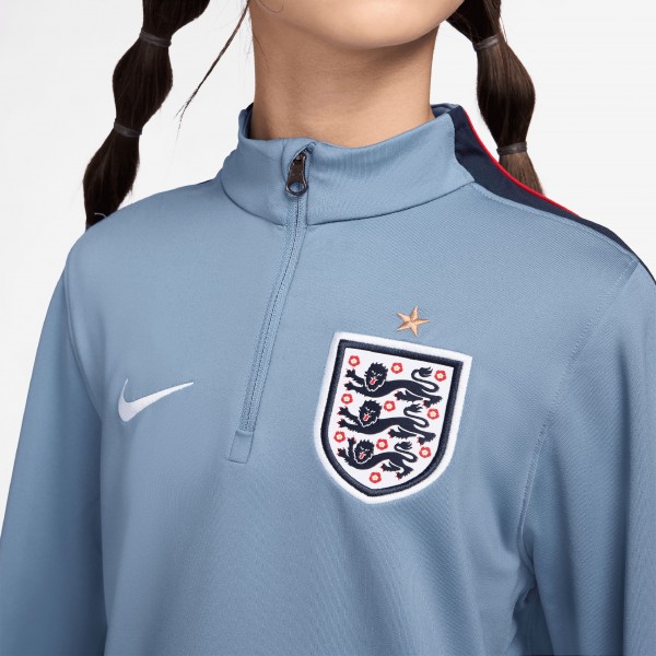 Подростковая England National Team Nike 2026 Strike Dri-FIT Long Sleeve Quarter-Zip Drill Top - Blue