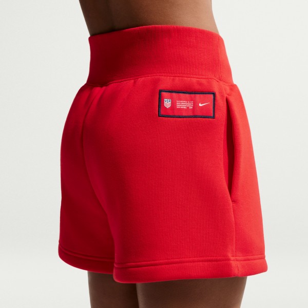 USMNT Nike Wo2026 Phoenix Fleece High-Waisted Shorts - Red