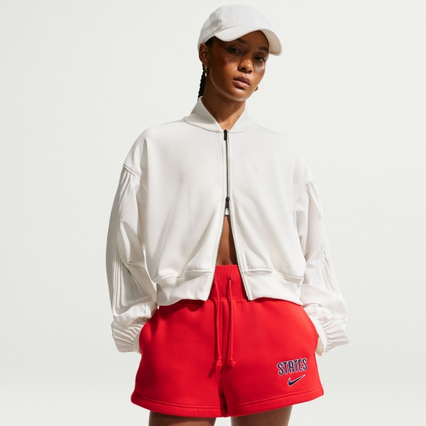 USMNT Nike Wo2026 Phoenix Fleece High-Waisted Shorts - Red