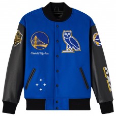 Golden State Warriors OVO x NBA Royal Full-Snap Varsity Jacket