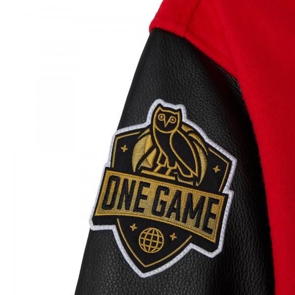 Chicago Bulls OVO x NBA Red Full-Snap Varsity Jacket